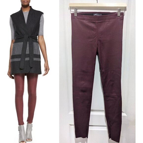 Vince | Lambskin leather leggings in Bordeaux - Picture 1 of 10